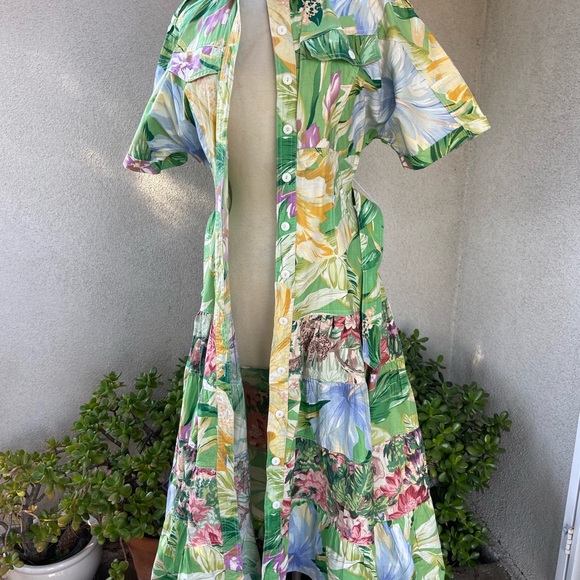 Vintage 90s fit full style cotton dress jungle floral Print sz 6 by d. Frank - Picture 6 of 10